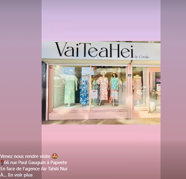 Vitrine de la boutique VaiTeaHei by Coralie, 66 rue Paul Gauguin, Papeete